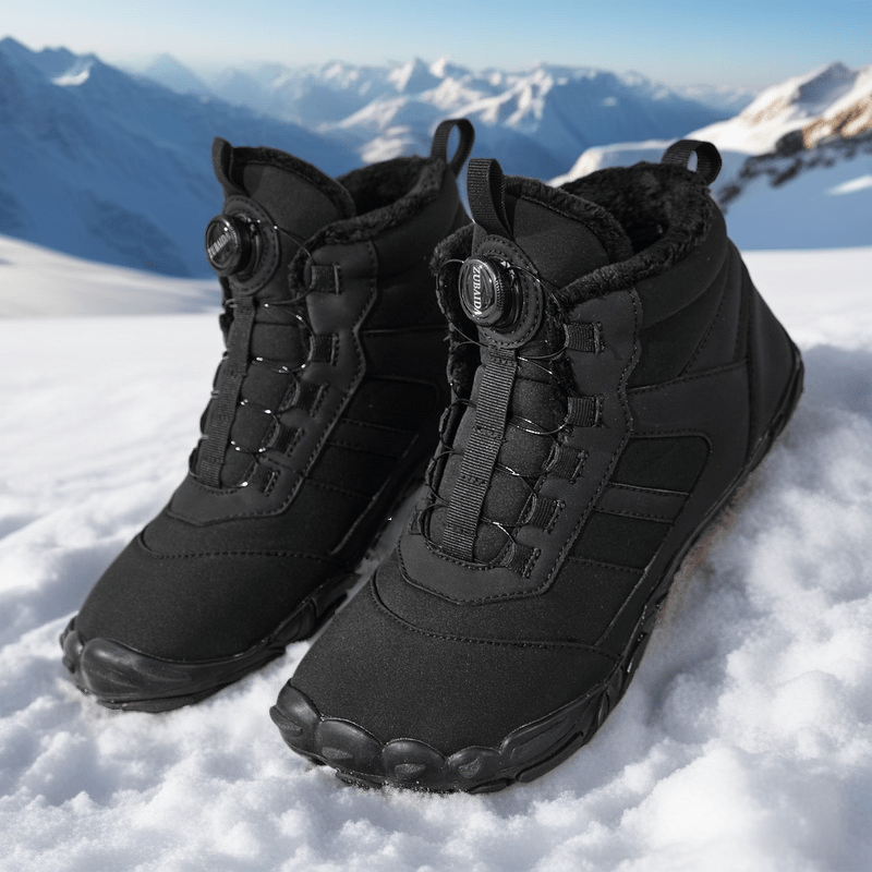 Men'S Large Size Velvet Warm Boots with Rotating Buckle Design, Suitable for Middle-Aged and Elderly, Winter Outdoor Snow Boots, No Lace Needed; Easy to Wear and Clean